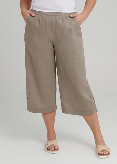 Plus Size La Cite Linen Crop Pant