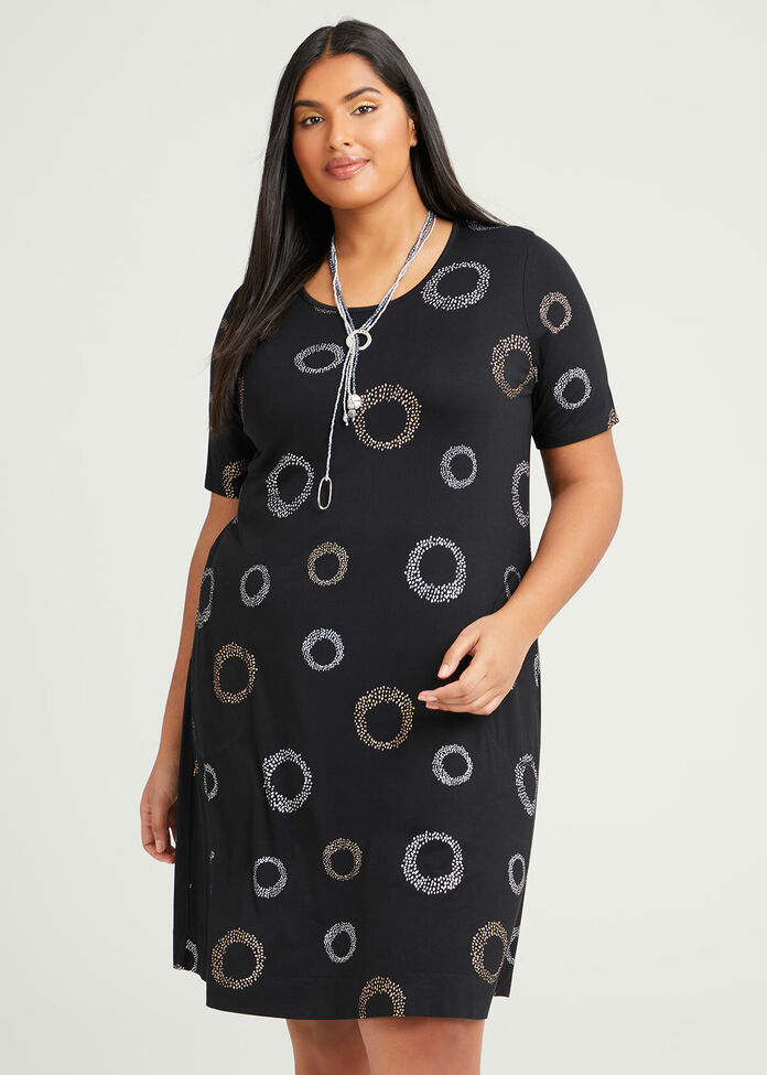 Bamboo Foil Circles Dress, , hi-res