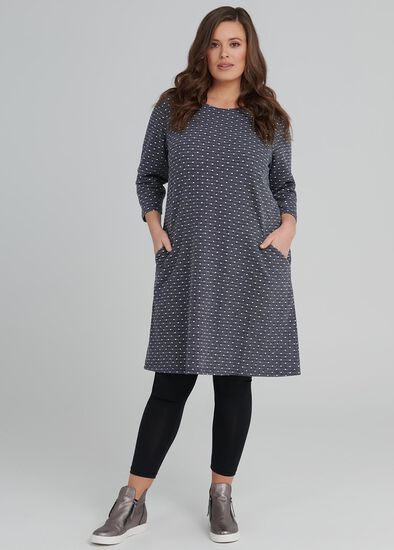 Plus Size Textured Spot Shift Dress