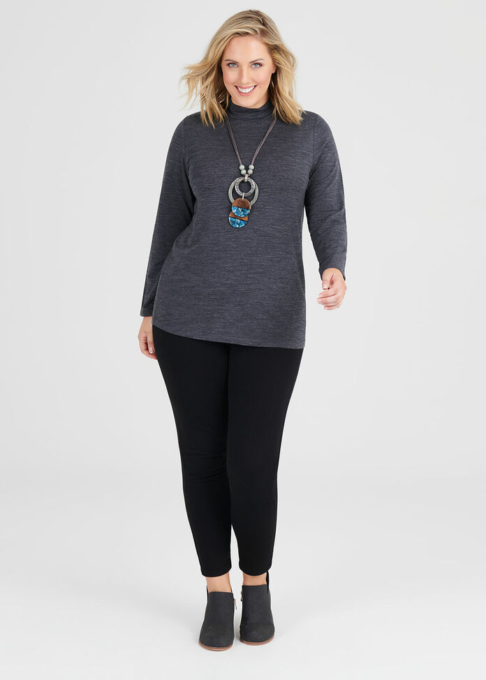 Wool Bamboo Mock Neck Top, , hi-res