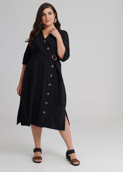 Plus Size Wrap Button Dress