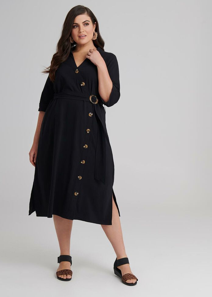 Wrap Button Dress, , hi-res