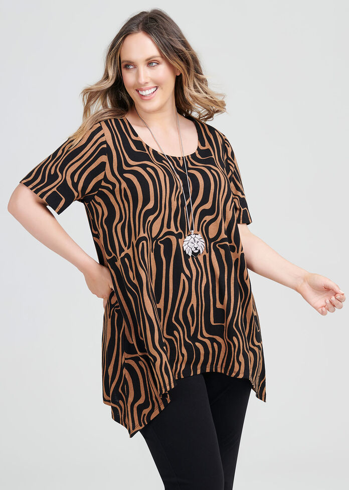 Linen Knit Zebra Top, , hi-res