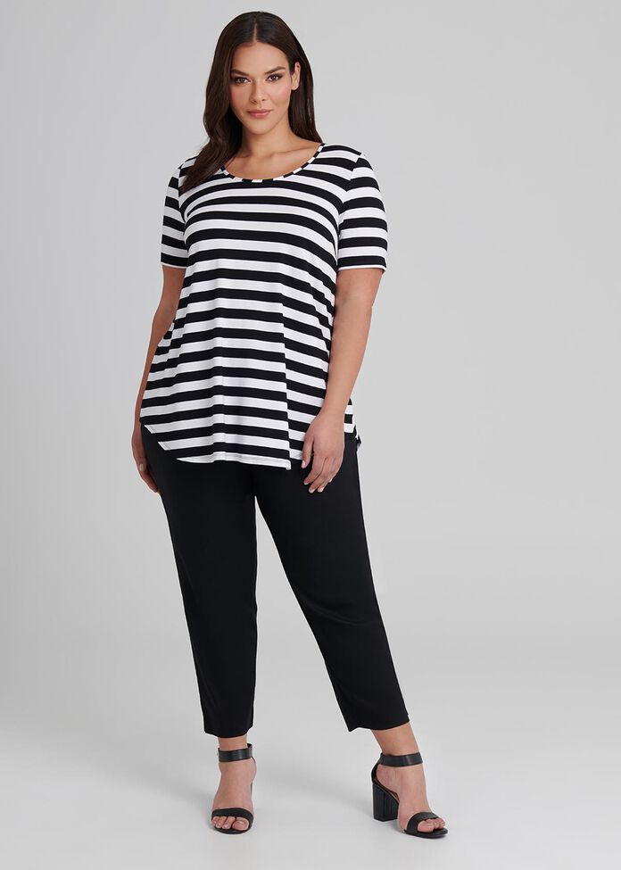 Bamboo Stripe Short Sleeve Top, , hi-res