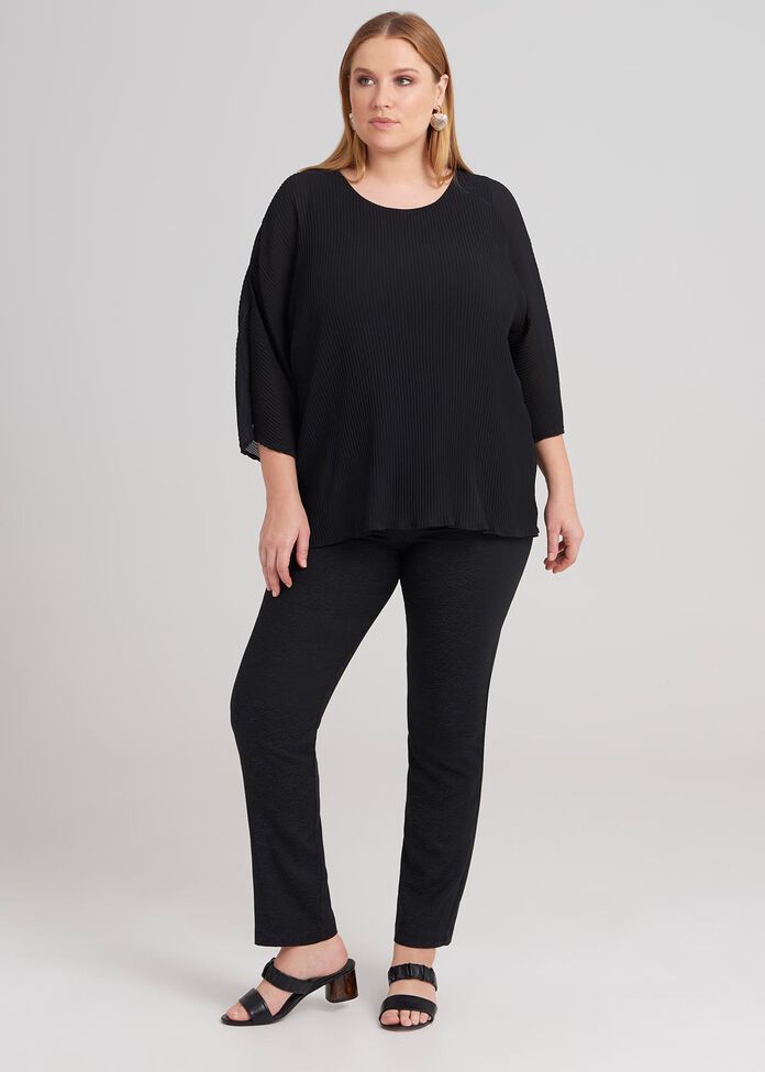 3/4 Sleeve Pleated Top, , hi-res