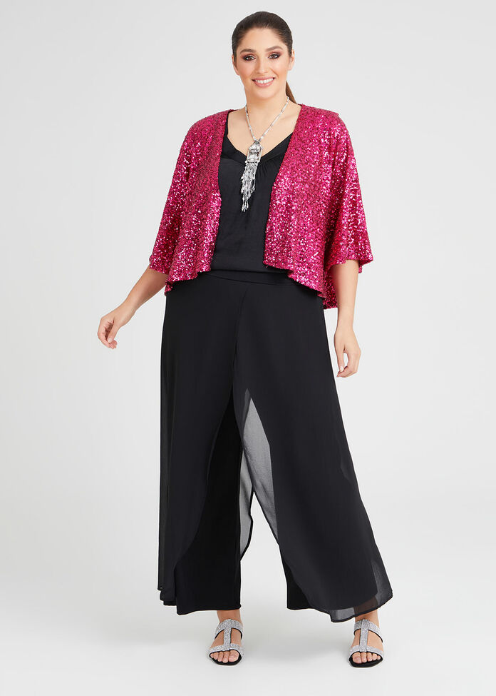 Aura Chiffon Layered Knit Pant, , hi-res