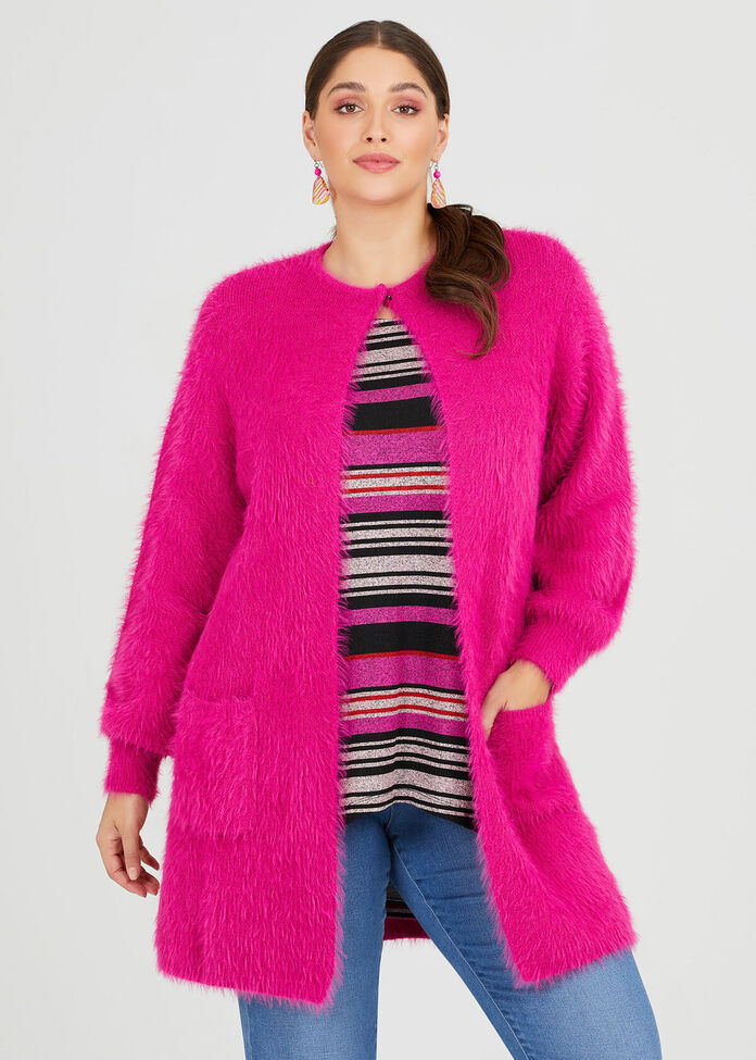 Sophia Fluffy Cardigan, , hi-res