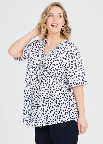 Plus Size Cotton Spots Top