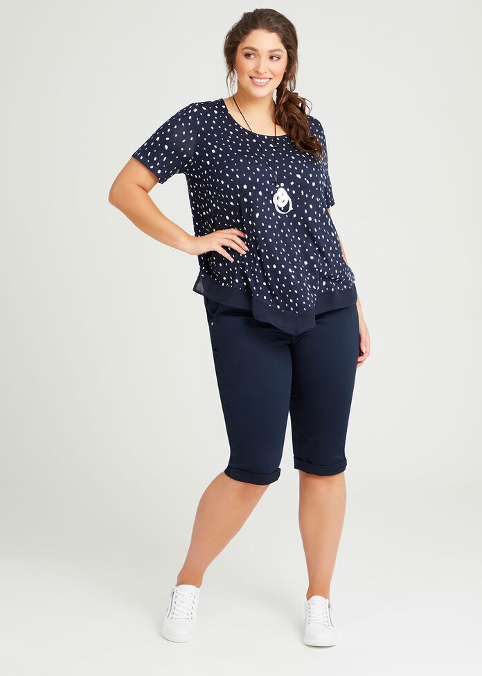 Bamboo Spot Angled Hem Top, , hi-res