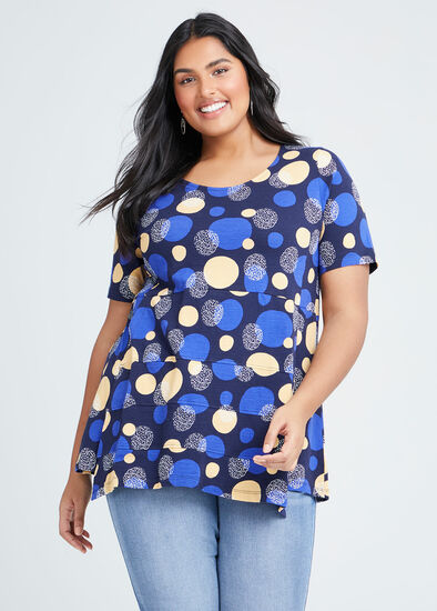 Plus Size Cotton Scattered Spot Top