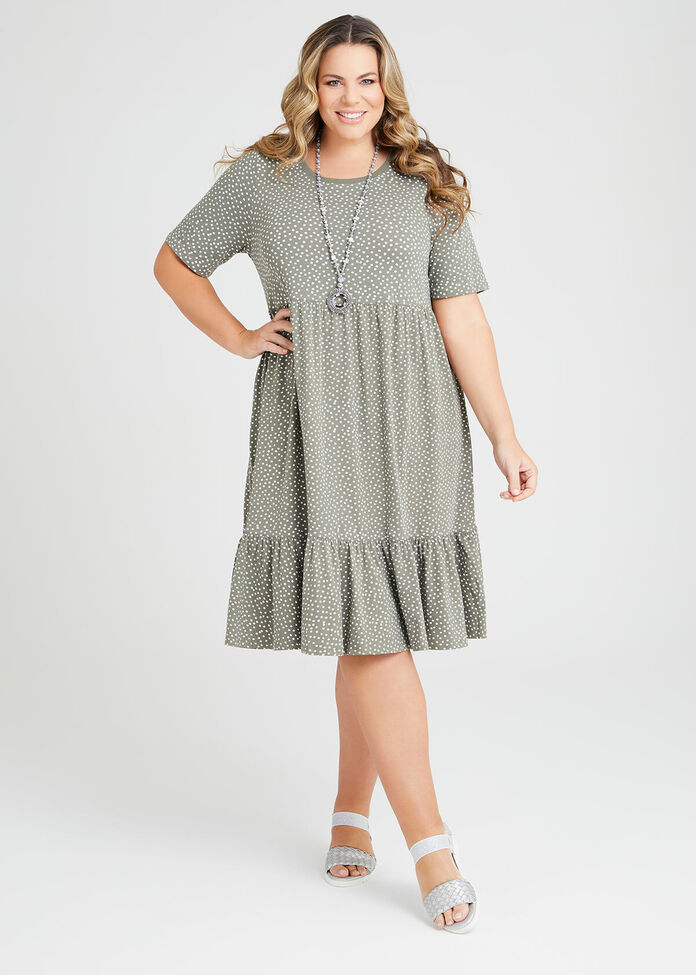 Organic Mini Spot Tiered Dress, , hi-res