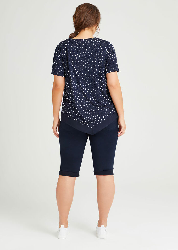 Bamboo Spot Angled Hem Top, , hi-res