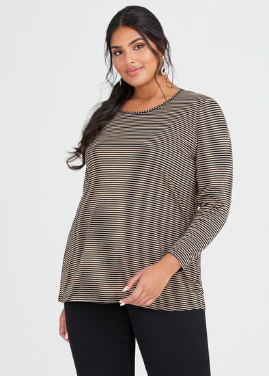 Plus Size Wool Bamboo Stripe Top