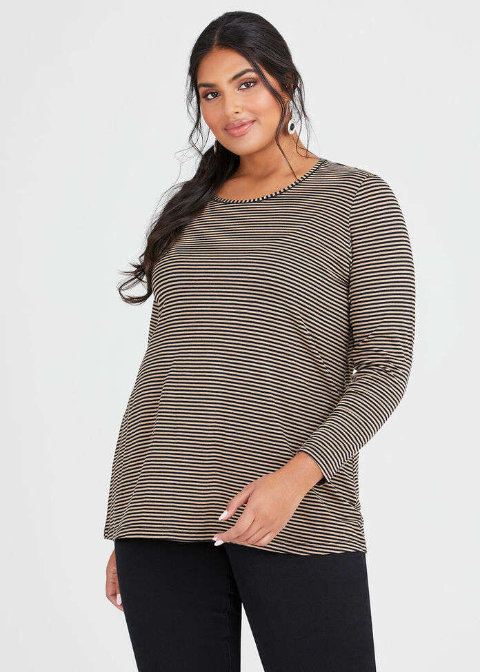 Wool Bamboo Stripe Top, , hi-res