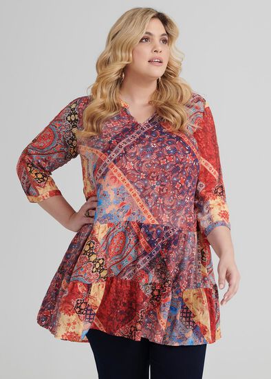 Plus Size Patchwork Boho Tunic