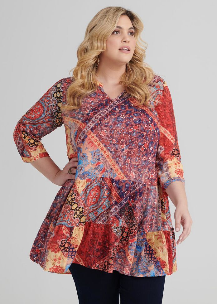 Patchwork Boho Tunic, , hi-res