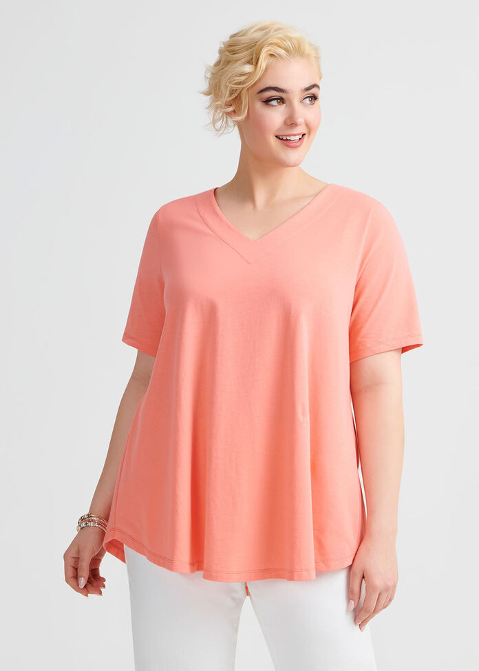 Organic V-neck Swing Basic Tee, , hi-res