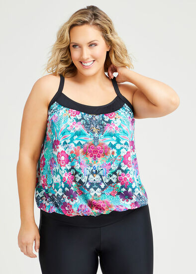 Plus Size Blooming Floral Tankini