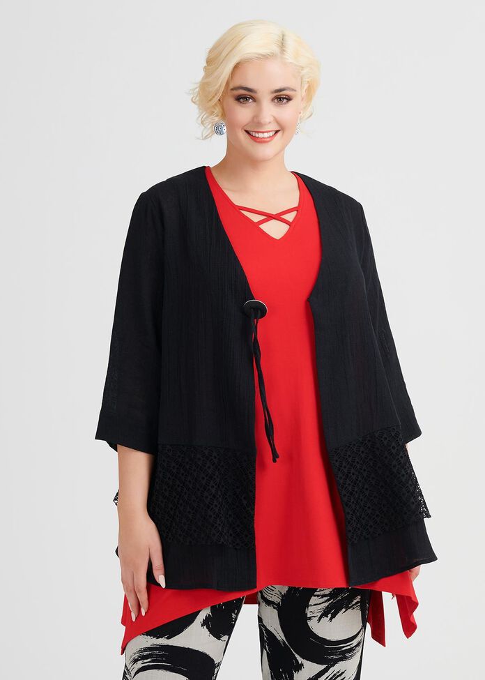 Linen Mix & Mingle Cardi, , hi-res