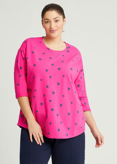 Plus Size Organic Star 3/4 Sleeve Sweat