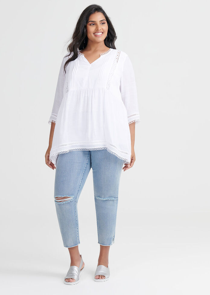 Amelie Lace Trim Top, , hi-res