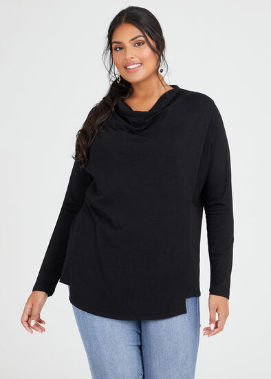 Plus Size Wool Bamboo Cowl Neck Top