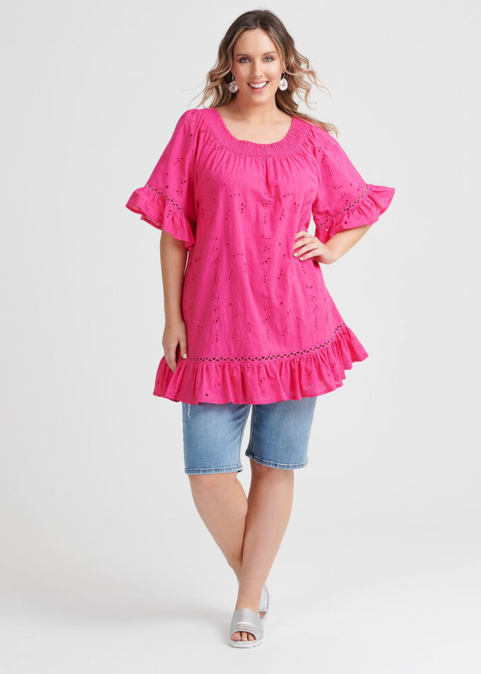 Cotton Broderie Tunic, , hi-res