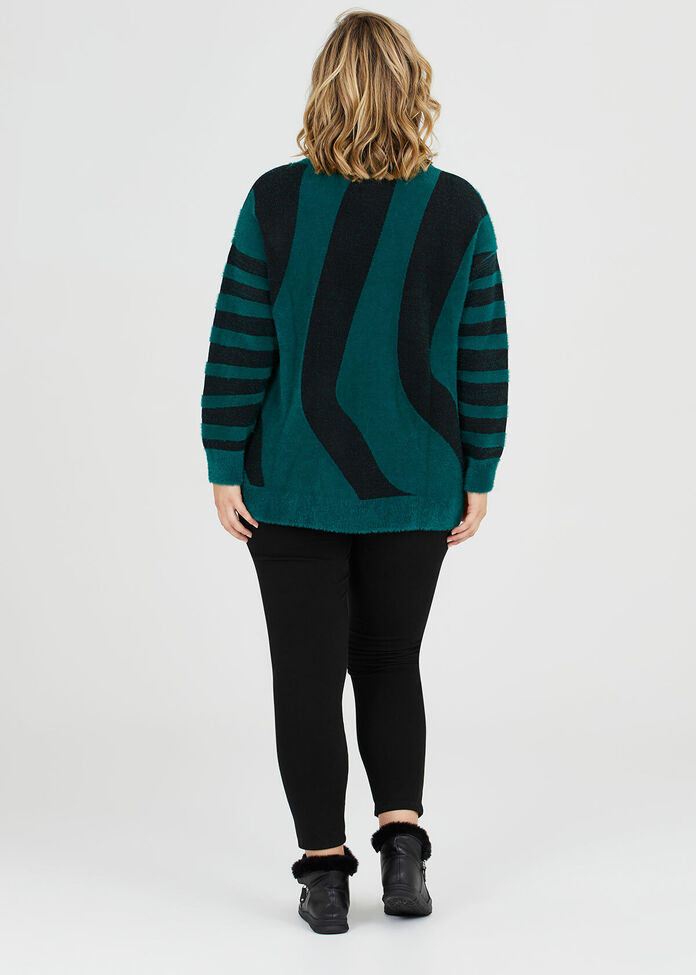 Bold Stripe Fluffy Jumper, , hi-res