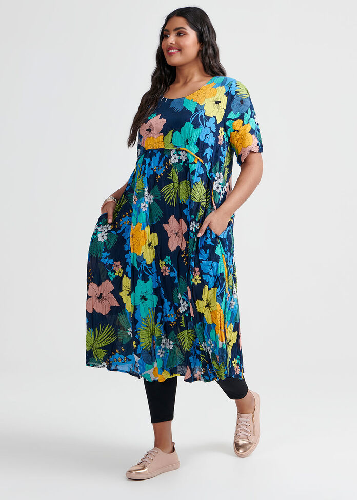 Cotton Floral Dress, , hi-res