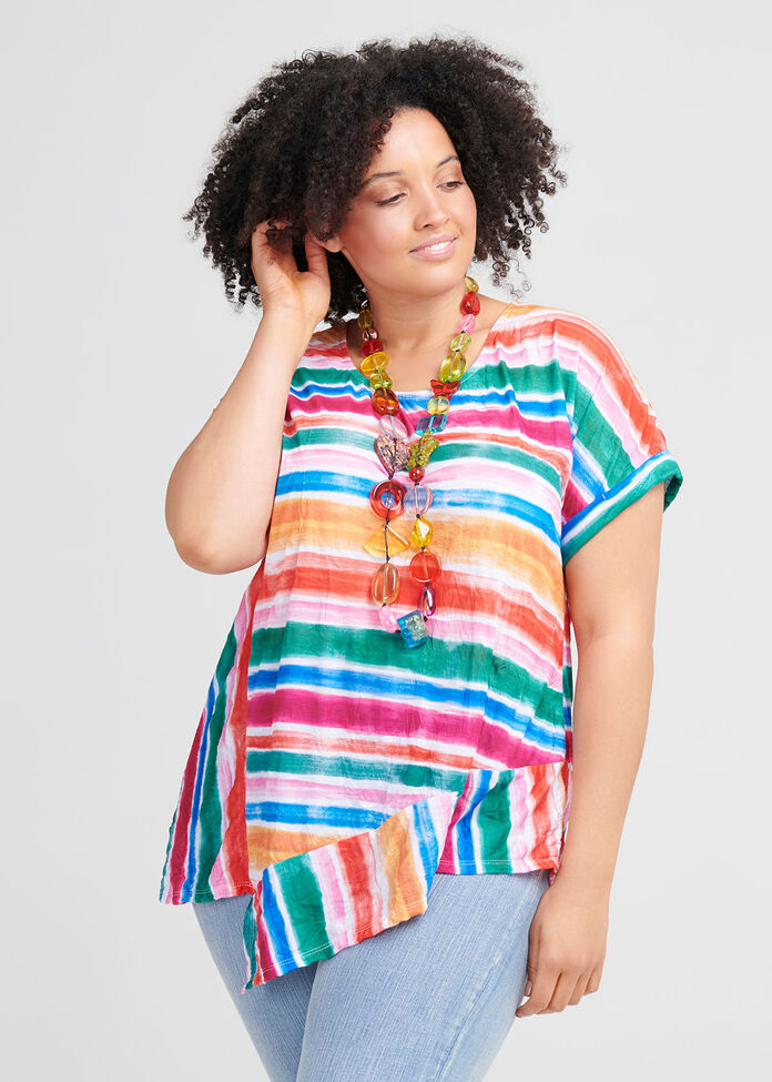 Tropical Stripe Top, , hi-res