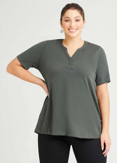 Plus Size Organic Henley Neck T-shirt