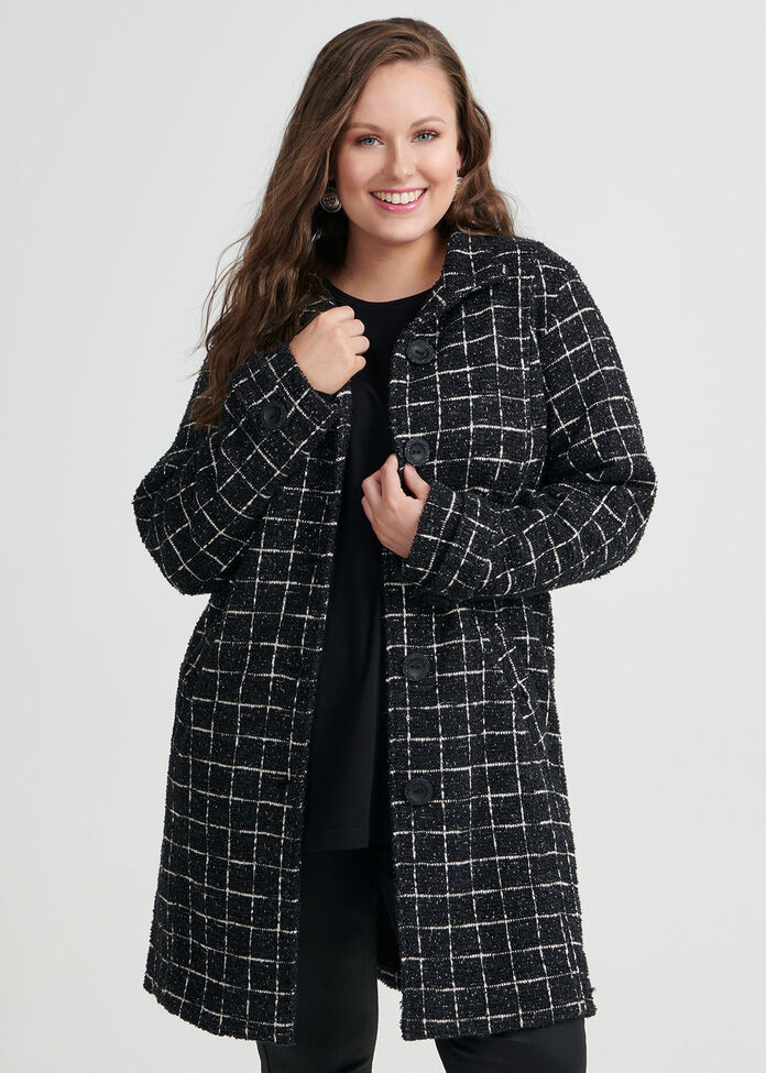 Checked Boucle Jacket, , hi-res