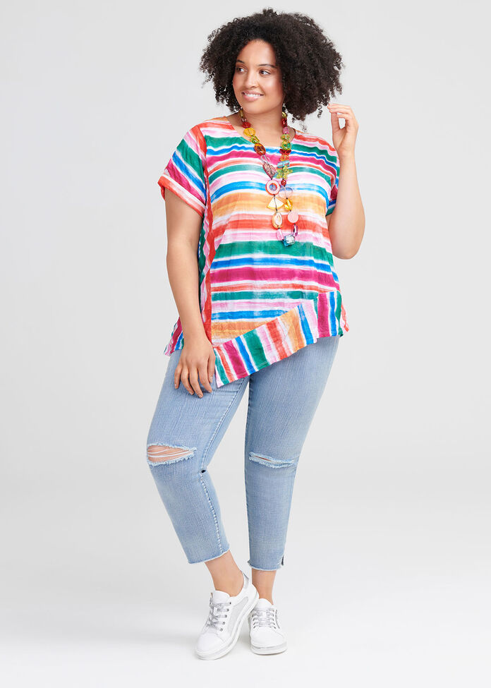 Tropical Stripe Top, , hi-res