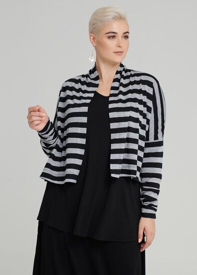 Plus Size Cocoon Wool Stripe Cardi