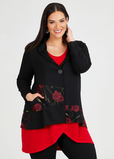 Plus Size Ponte Poppy Red Cardigan