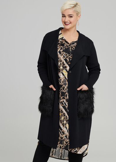 Plus Size Midtown Fur Patch Cardi