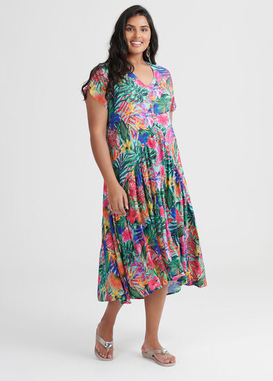 Plus Size Natural Tropical Dress