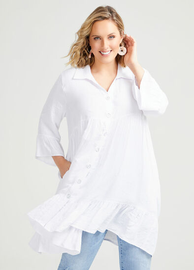 Plus Size Natural Frill Shirt