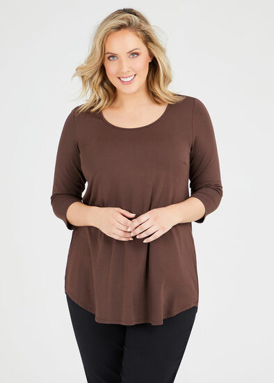 Plus Size Bamboo Base 3/4 Sleeve Top