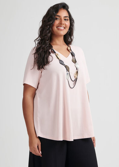 Plus Size Organic V-neck Swing Basic Tee