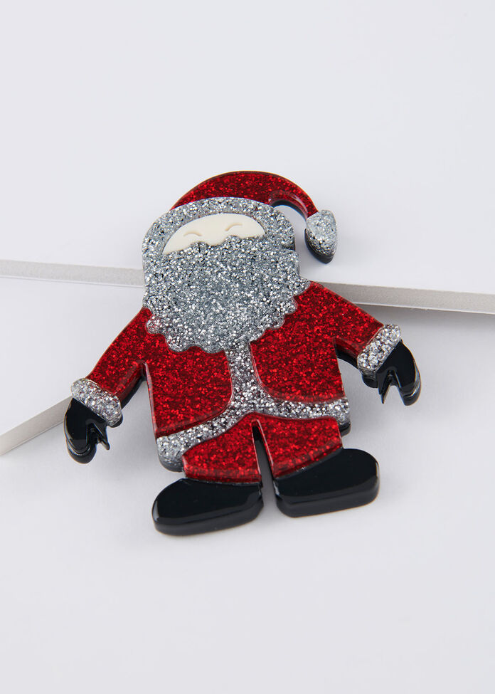 Sparkle Santa Brooch, , hi-res