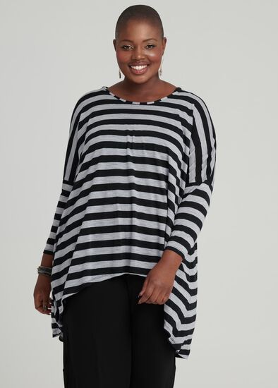 Plus Size Cocoon Wool Stripe Top