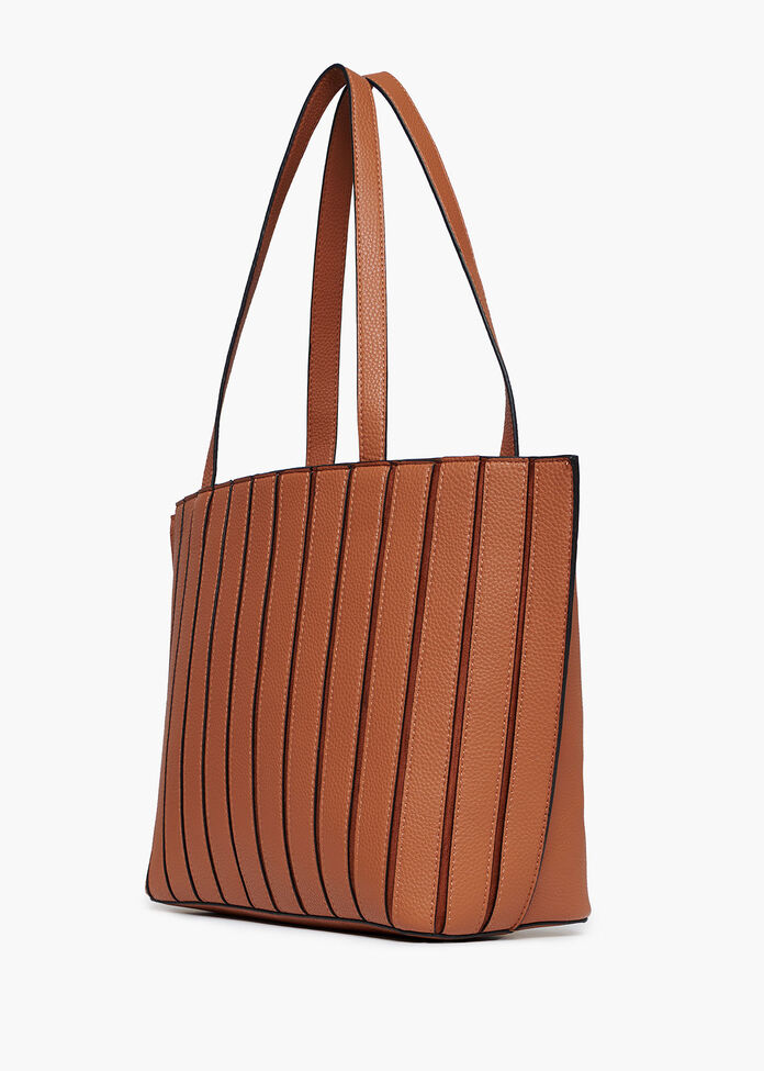 Tegan Tan Pleated Tote, , hi-res