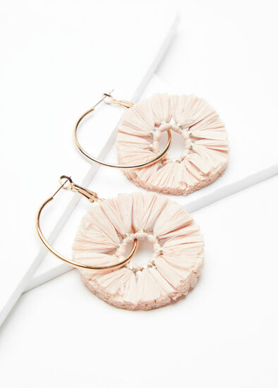 Blush Raffia Hoop Earrings