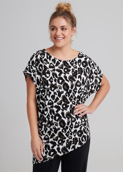 Plus Size Animal Asymetric Top