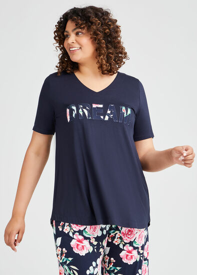 Plus Size Bamboo Bouquet Pyjama Top