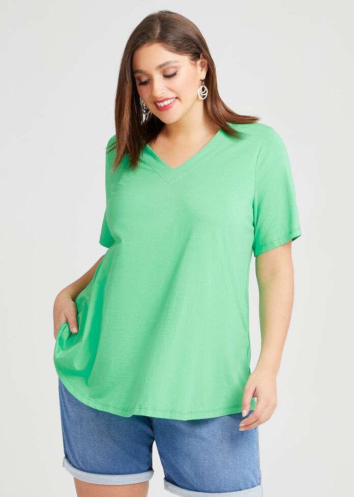 Organic V-neck Swing Basic Tee, , hi-res