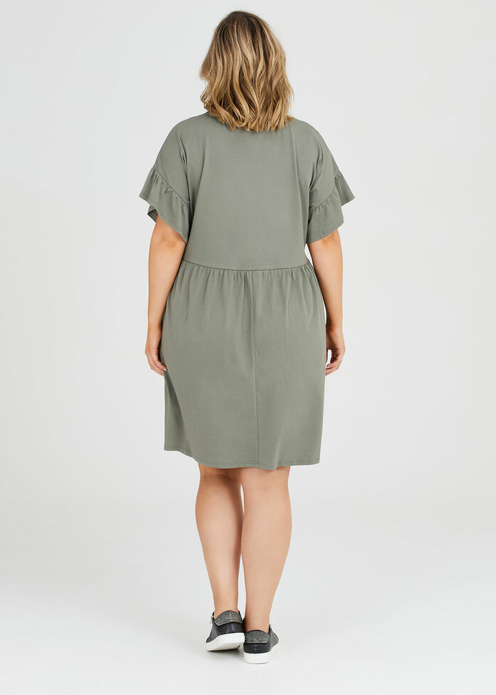 Organic Frill Sleeve Dress, , hi-res