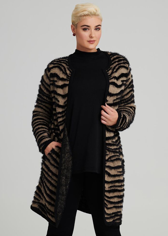 Zebra Luxe Cardi, , hi-res