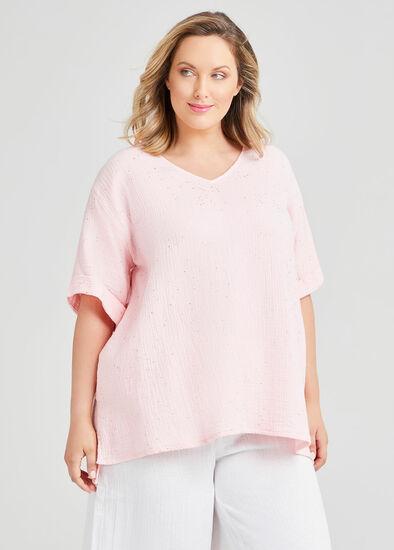 Plus Size Cotton Spot Foil Top